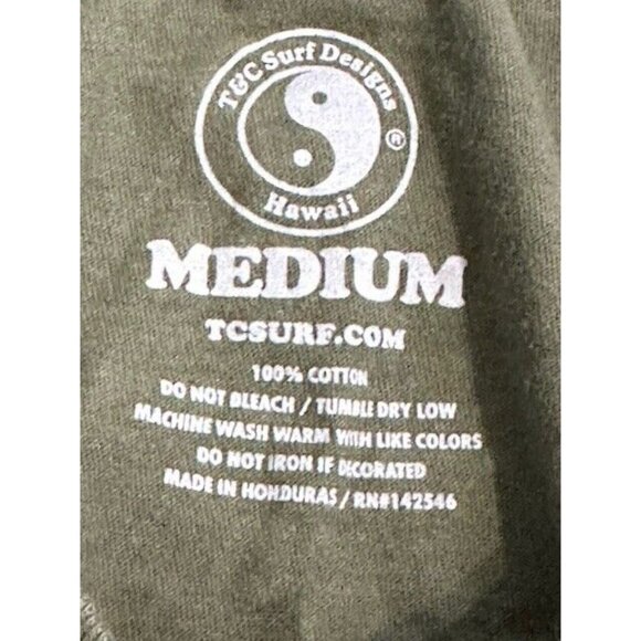 T&C Surf Designs Country Green T-Shirt North Shore Haleiwa Aloha Hawaii 2 Sided - Picture 5 of 9